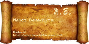 Mancz Benedikta névjegykártya